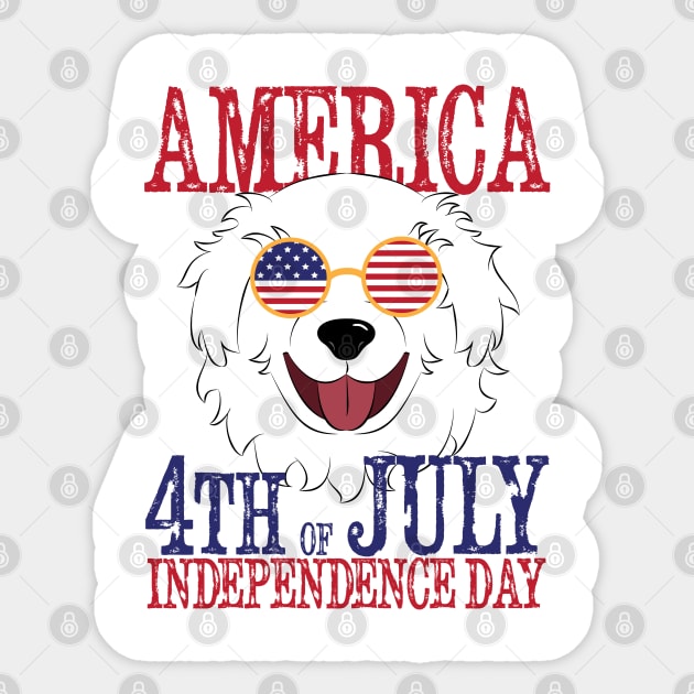 Great Pyrenees 4th of July Sticker by DQDesigns By Chele